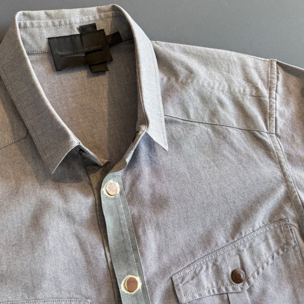 Rare Diesel Black Gold Chambray Utility Shirt | Small 46 | Made in Italy